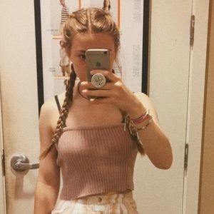 Brandy Melville Corduroy Pink Crop Tube Top